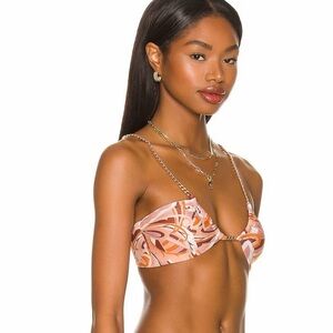 L*SPACE: PRINTED CHAIN STRAP BIKINI TOP